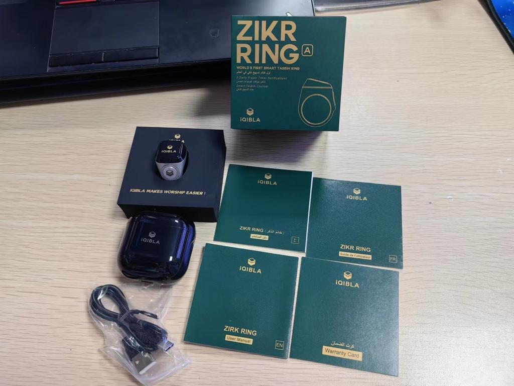 Bague Intelligente pour Zikr et Tasbih avec étui de recharge